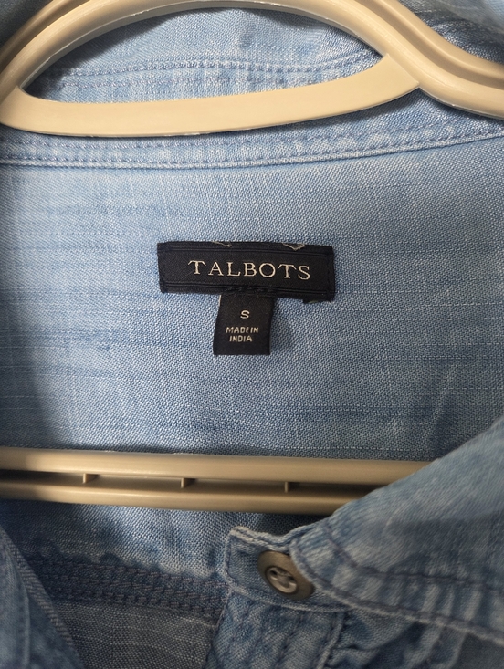 Talbots Ruffled Button-front Lyocell Denim Top - Picture 5 of 9